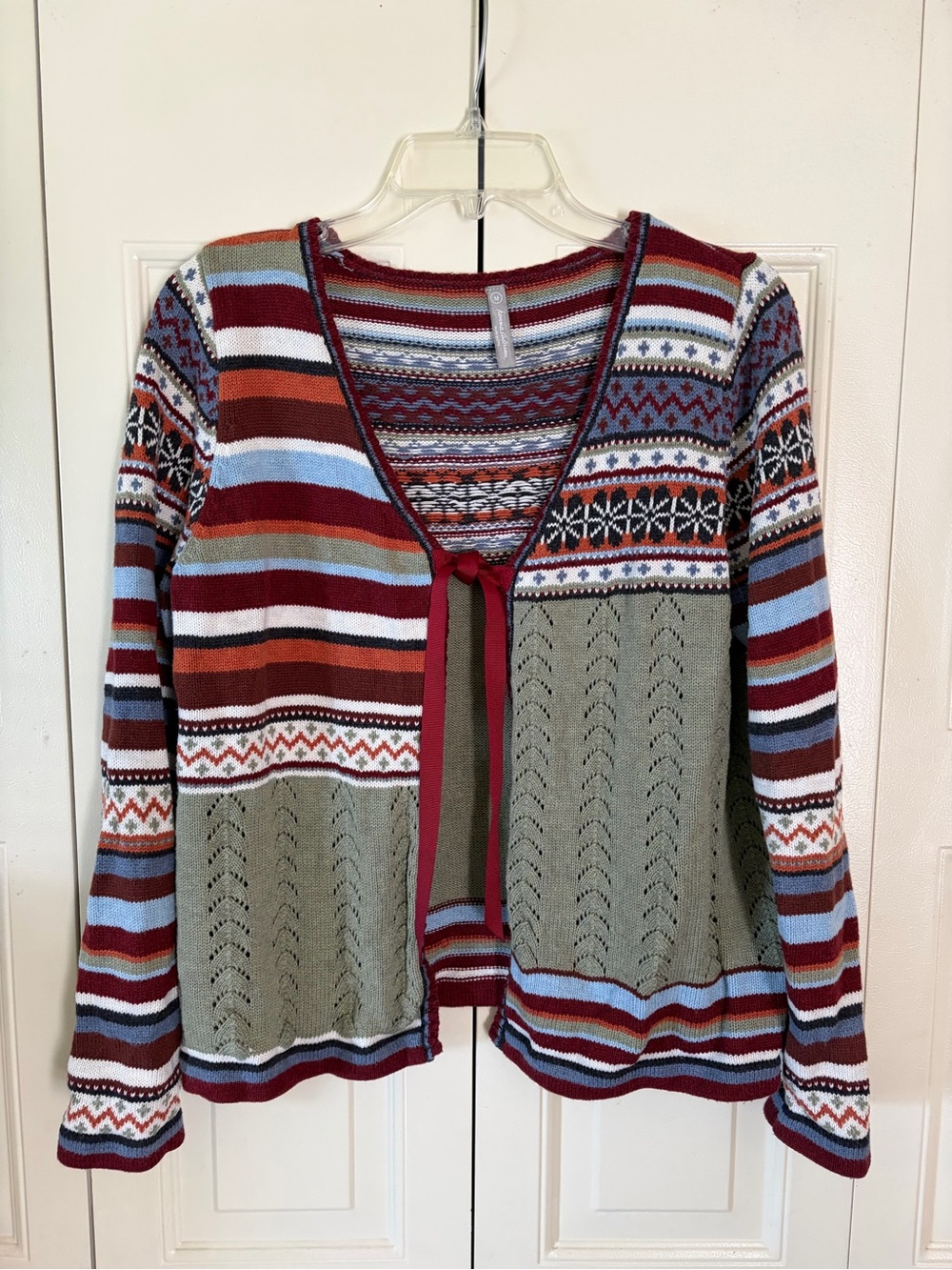 Y2K Hannah Anderson Fair Isle Folk Ribbon Cardigan Size M Cottagecore Festival